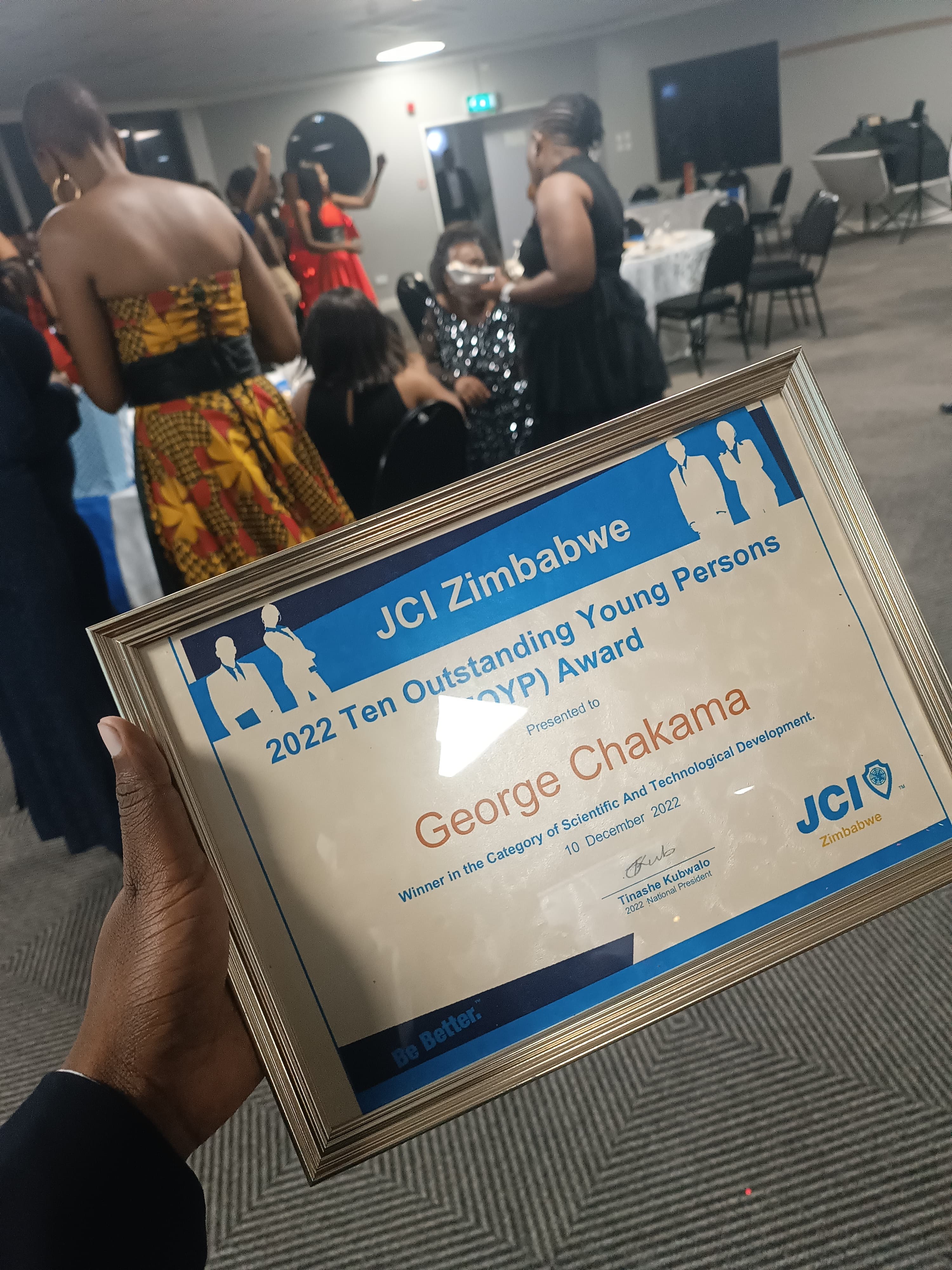 JCI TOYP 2022 award certificate