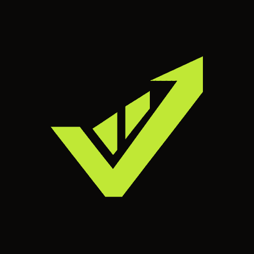 Pushlog app icon: an angular lime mark on a dark background