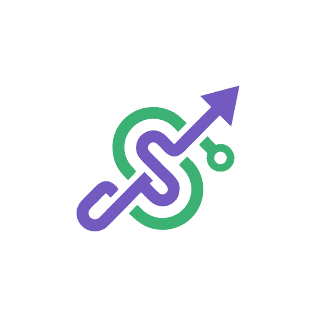 SubTrack app icon: a green subscription loop crossed by a violet arrow rising to the right